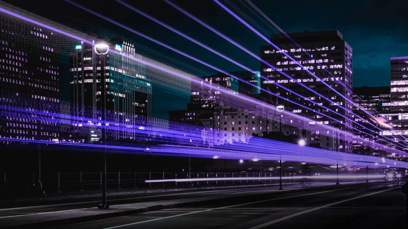 Fibre network city at night